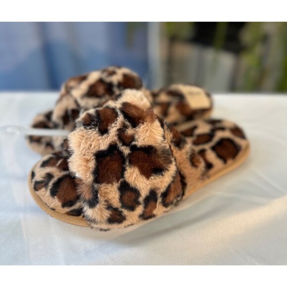 Aerie Slippers | Minky Soft Leopard Print Faux Fur Memory Foam Sole NWT - Picture 6 of 8